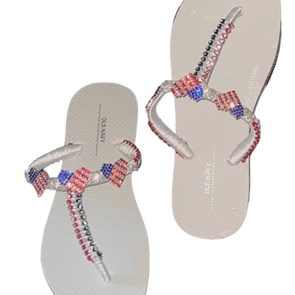 Flip Flops, T-Strap Flip Flops, Women Sandals, Ladies Shoes, Independence Day - Picture 11 of 16